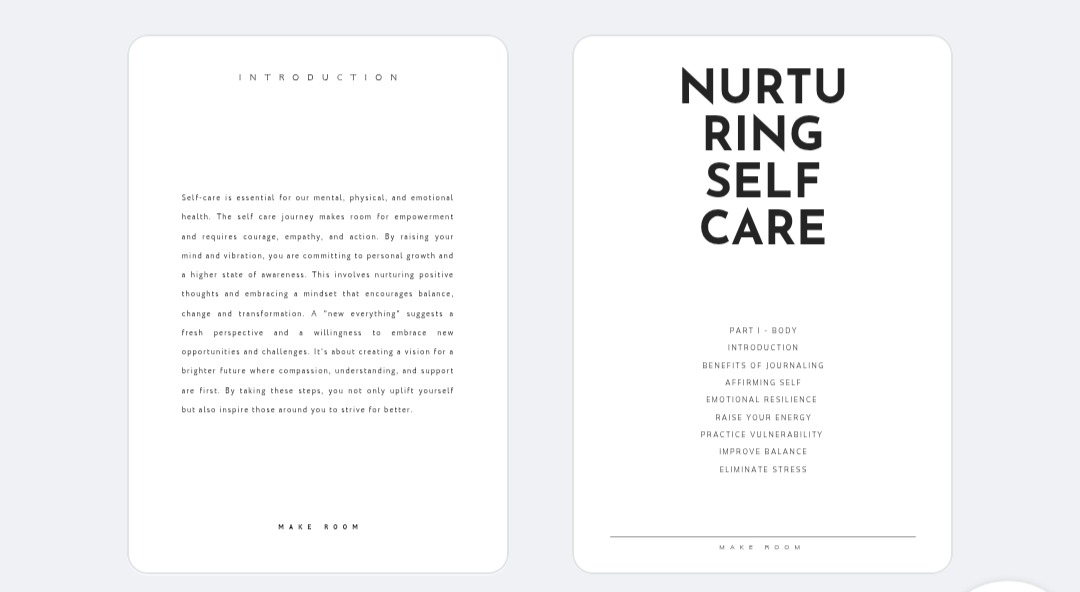 Make Room for Self Care Workbook Digital Download